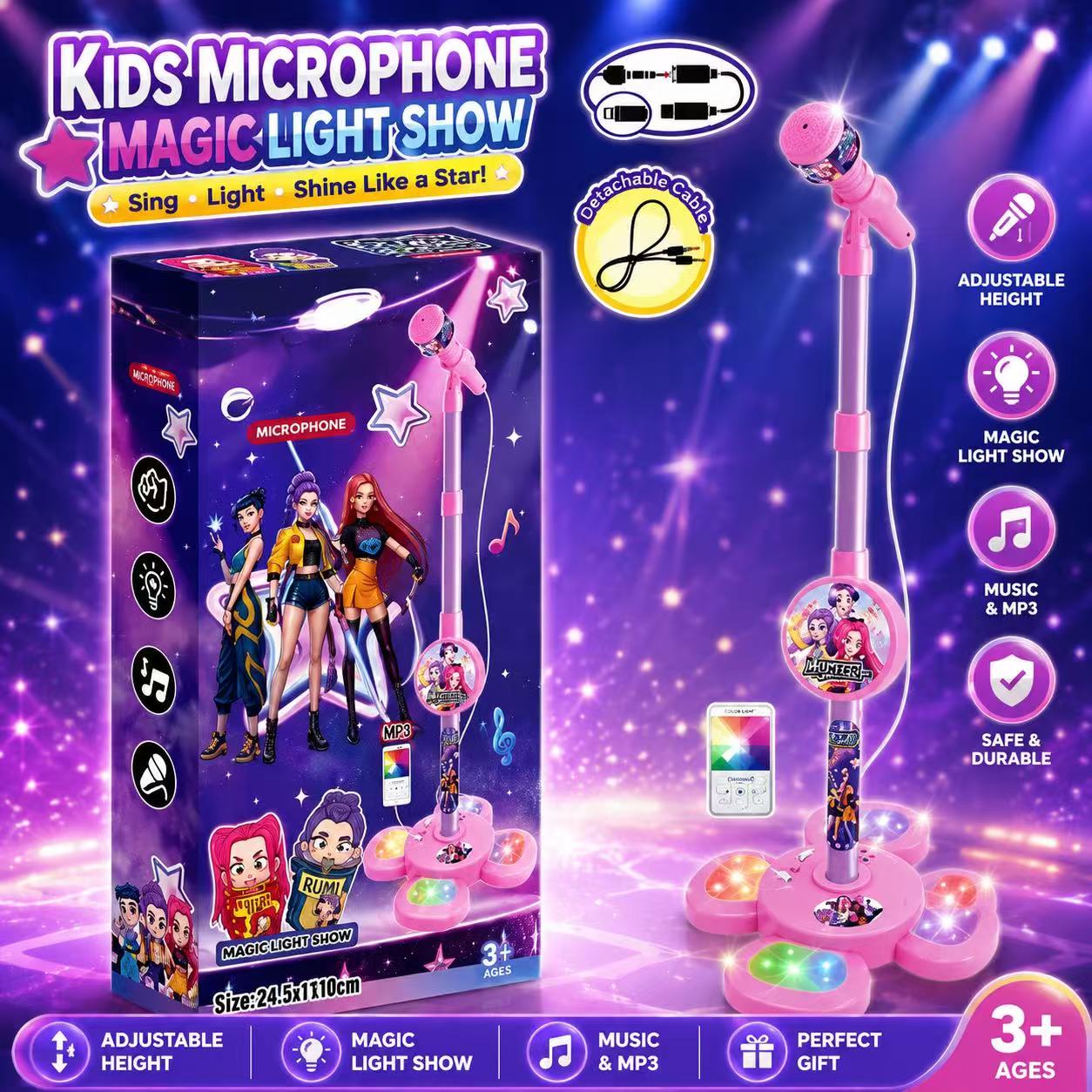 Shure Mic Sm58 - Karaoke-microfoon met standaard, draagbare zingmachine met
