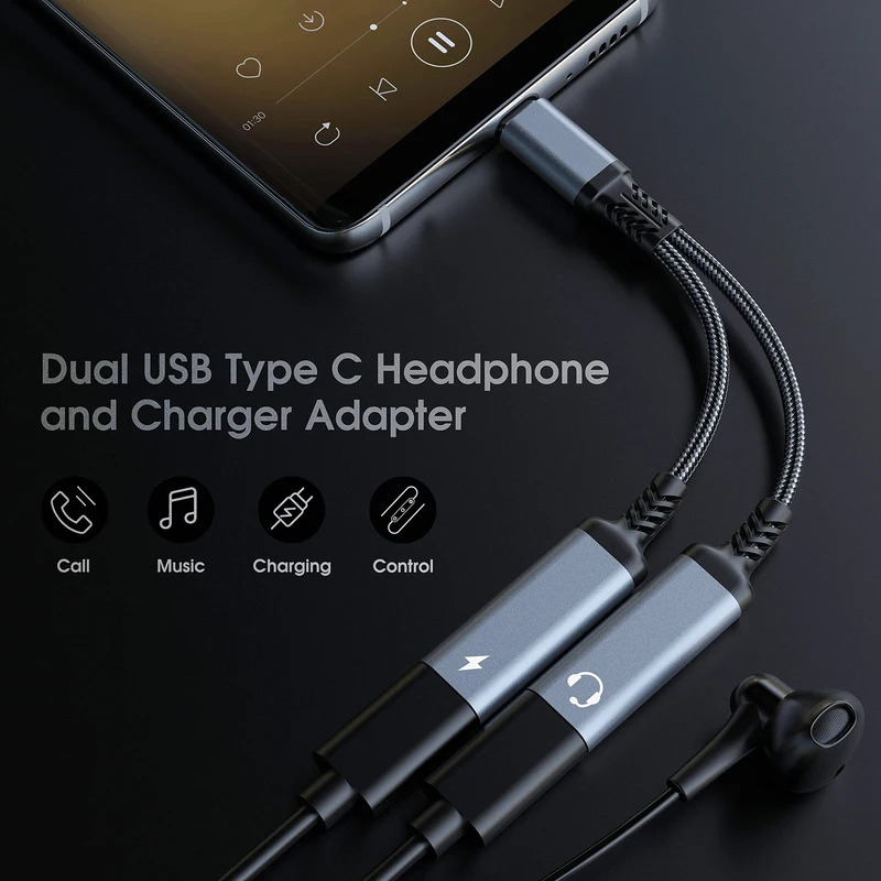 OTG 2 IN 1 USB C-splitter naar - Earphone Splitter Jack recensie en prijs